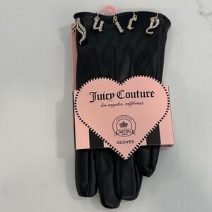 Juicy Couture Black Gloves with Gold Rhinestone Charms